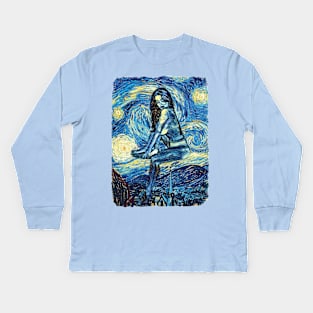 Naughty Girl Van Gogh Style Kids Long Sleeve T-Shirt